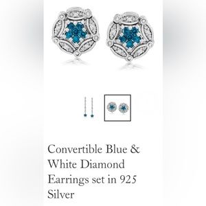 Blue and white diamond earrings